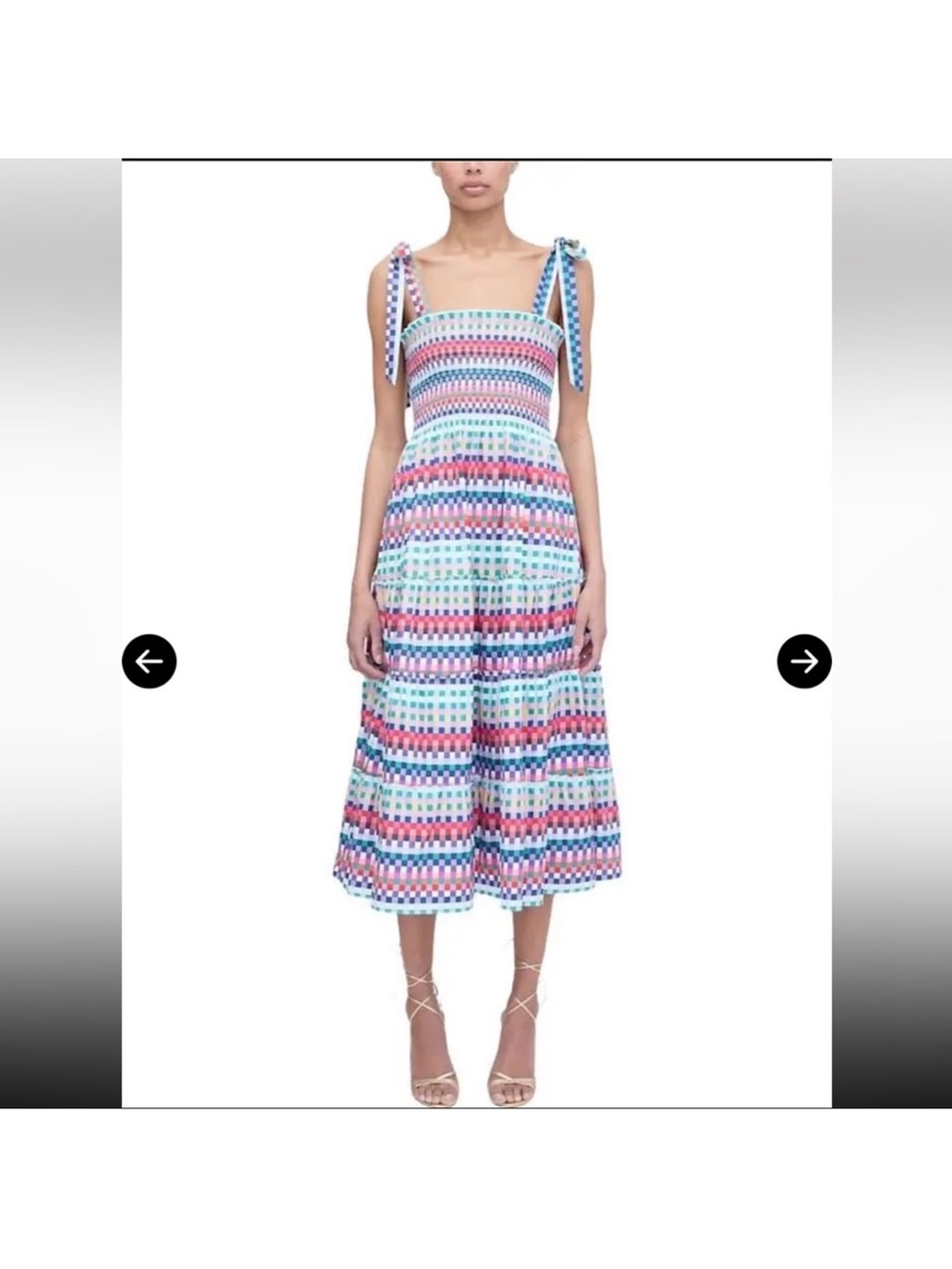 Hill House Ellie Tie-Shoulder Multi-Color Midi Dress size M